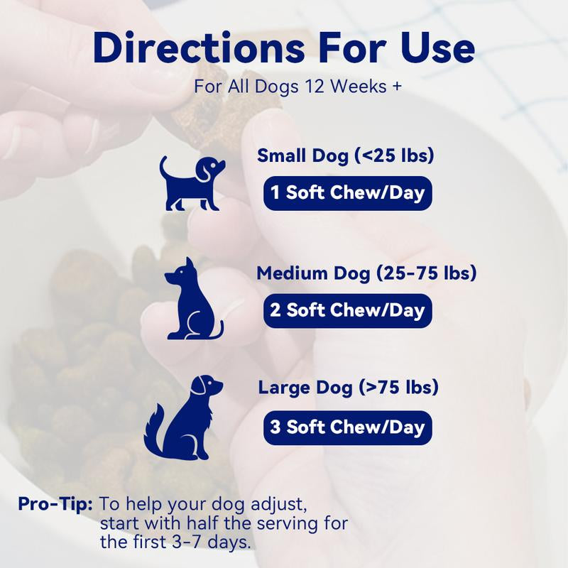 Probiotics for Dogs, 8-In-1 Multivitamin Soft Chews, Gut & Immune Support – Natural Pork Flavor