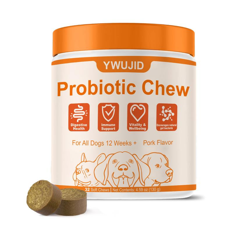 Probiotics for Dogs, 8-In-1 Multivitamin Soft Chews, Gut & Immune Support – Natural Pork Flavor