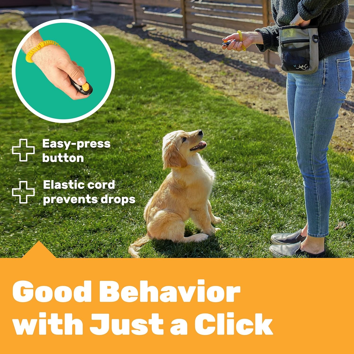 Dog Training Set, Puppy Supplies Starter Kit with Dogs Clicker, Treat Pouch Bag, Housetraining Door Bells, Ultrasonic Whistle, for Teaching Pet Commands, Bark Control, and Potty Training