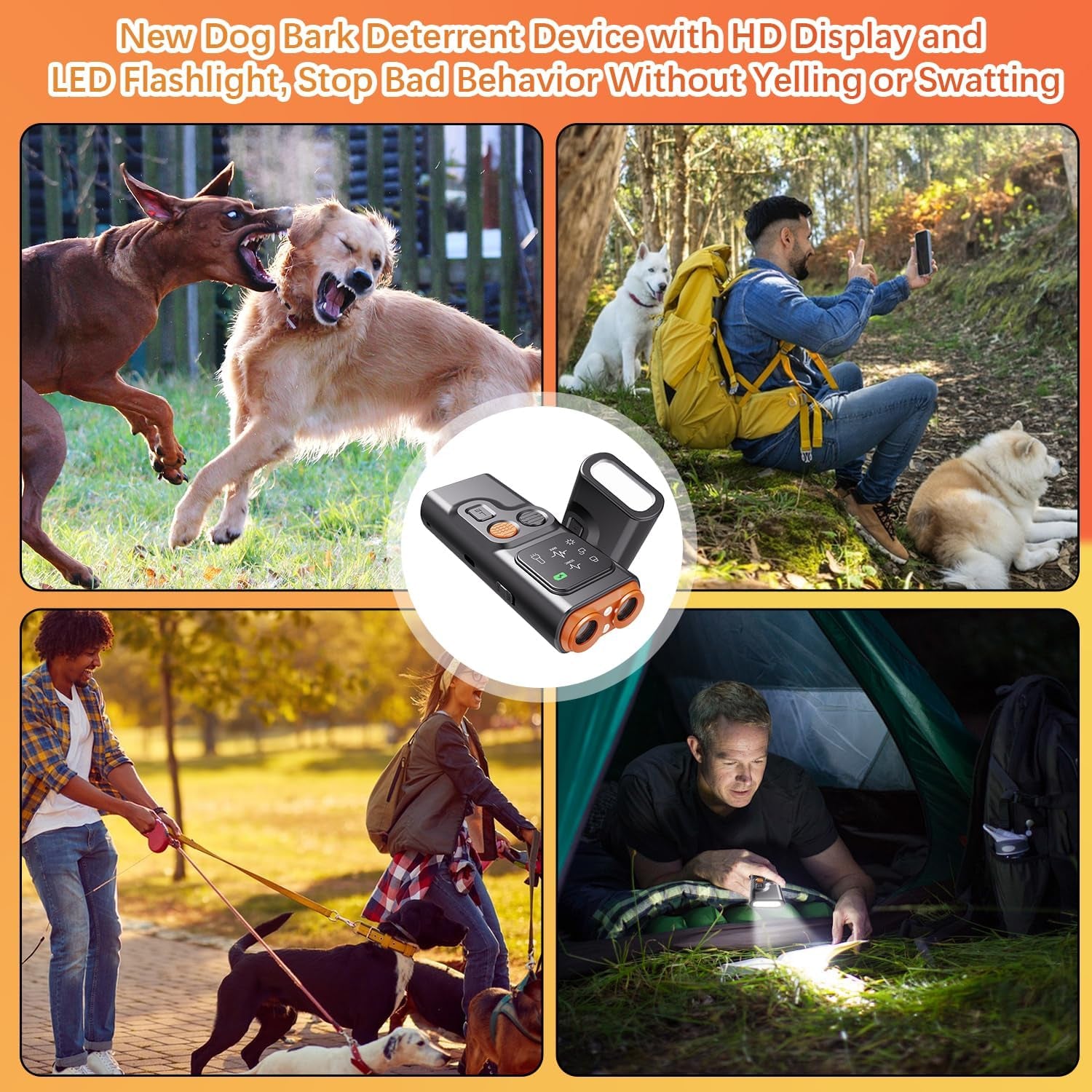 Barkguard - Bark Guard anti Barking Device for Dogs, 2024 New Dog Bark Deterrent Device with HD Display and LED Flashlight, Stop Bad Behavior without Yelling or Swatting,Rechargeable
