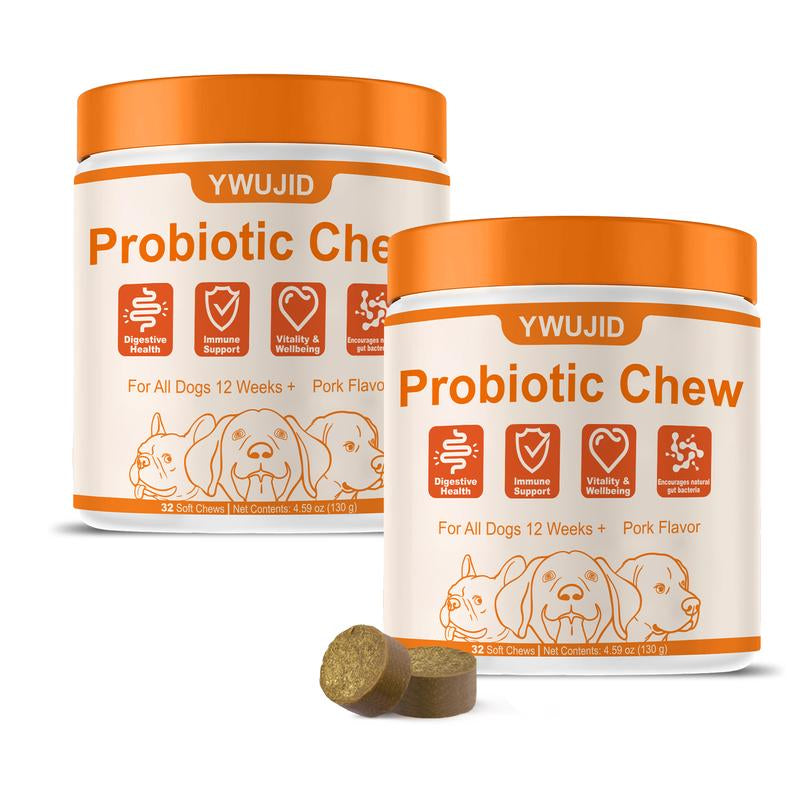 Probiotics for Dogs, 8-In-1 Multivitamin Soft Chews, Gut & Immune Support – Natural Pork Flavor