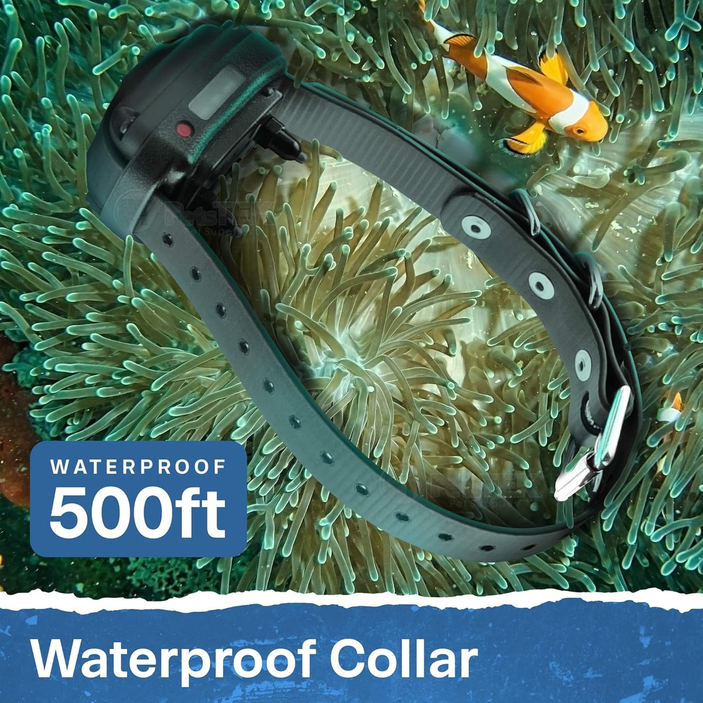 E-Collar - ET-300-1/2 Mile Remote Waterproof Trainer Mini Remote Training Collar - 100 Training Levels plus Vibration and Sound - Includes Petstek Dog Training Clicker
