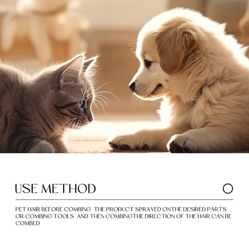 ROZINO Pet Hair Smooth Spray with Plant Keratin - 100Ml Deep Nourishing Frizz-Free Grooming Solution for Gentle Pet Coat Care Horse Shampoo Furminator Brush