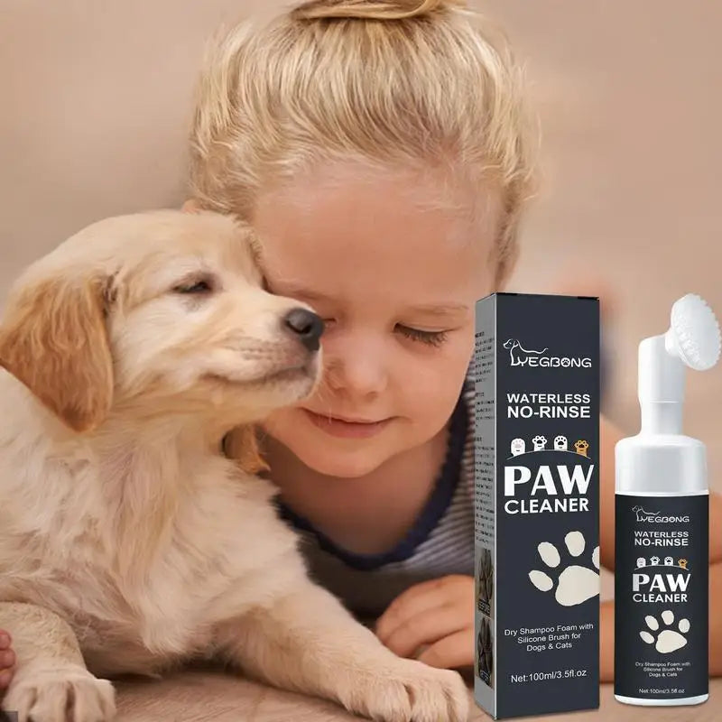 Dog Paw Washing Foam Pet Foot Cleaning Foam Rinse-Free Paw Cleaner No Washing Claw Care Supplies for Cat with Silicone Brush