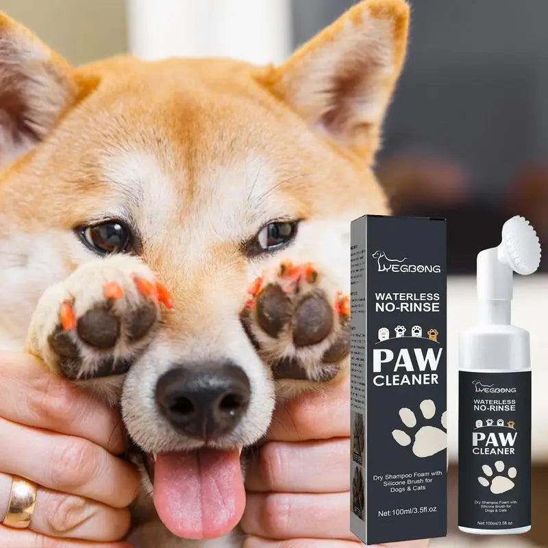 Dog Paw Washing Foam Pet Foot Cleaning Foam Rinse-Free Paw Cleaner No Washing Claw Care Supplies for Cat with Silicone Brush