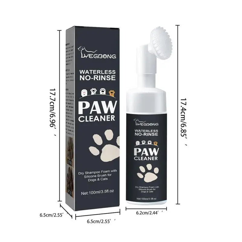 Dog Paw Washing Foam Pet Foot Cleaning Foam Rinse-Free Paw Cleaner No Washing Claw Care Supplies for Cat with Silicone Brush