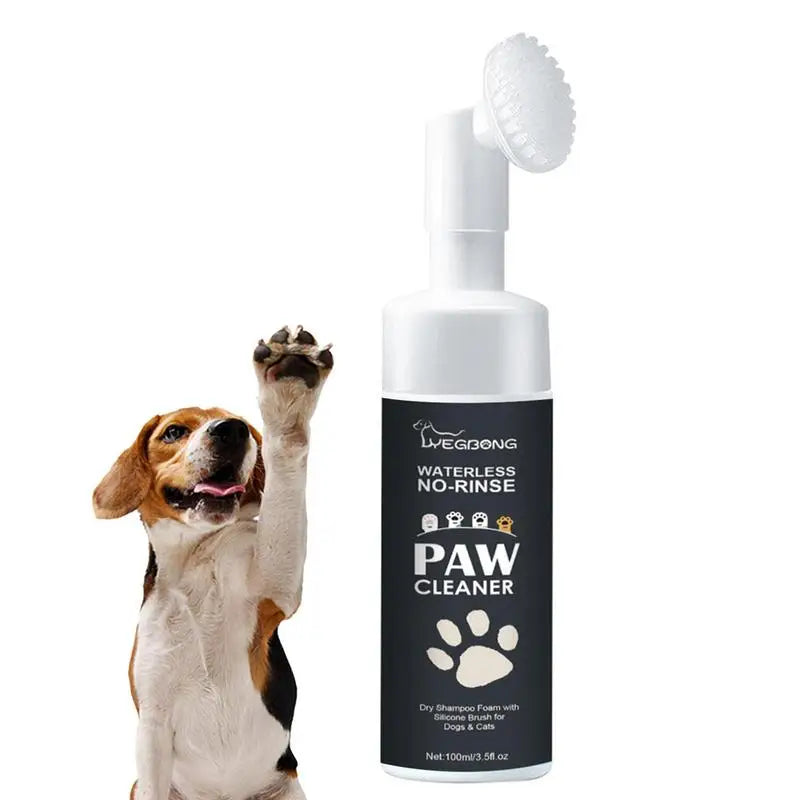 Dog Paw Washing Foam Pet Foot Cleaning Foam Rinse-Free Paw Cleaner No Washing Claw Care Supplies for Cat with Silicone Brush