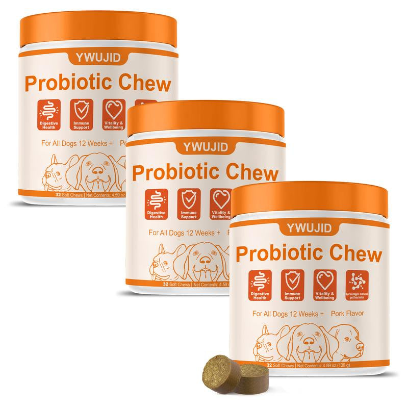 Probiotics for Dogs, 8-In-1 Multivitamin Soft Chews, Gut & Immune Support – Natural Pork Flavor