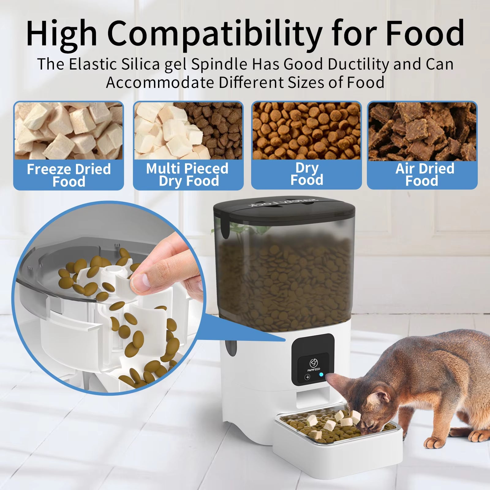 Smart Automatic Dog Feeders Wifi Pet Feeder with APP Control for Remote Feeding Detachable for Easy Clean Dog Food