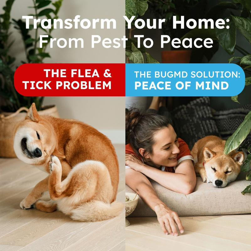 Bugmd Flea & Tick Spray for Dogs, Cats & Home – Plant-Based Formula with Cedarwood Oil – Indoor/Outdoor Use – 16 Oz