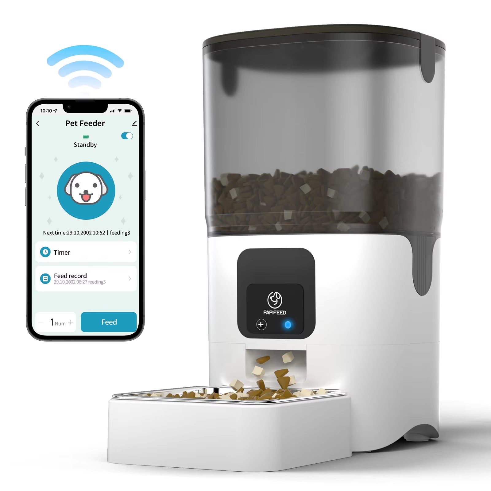 Smart Automatic Dog Feeders Wifi Pet Feeder with APP Control for Remote Feeding Detachable for Easy Clean Dog Food