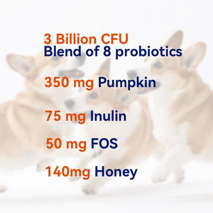 Probiotics for Dogs, 8-In-1 Multivitamin Soft Chews, Gut & Immune Support – Natural Pork Flavor