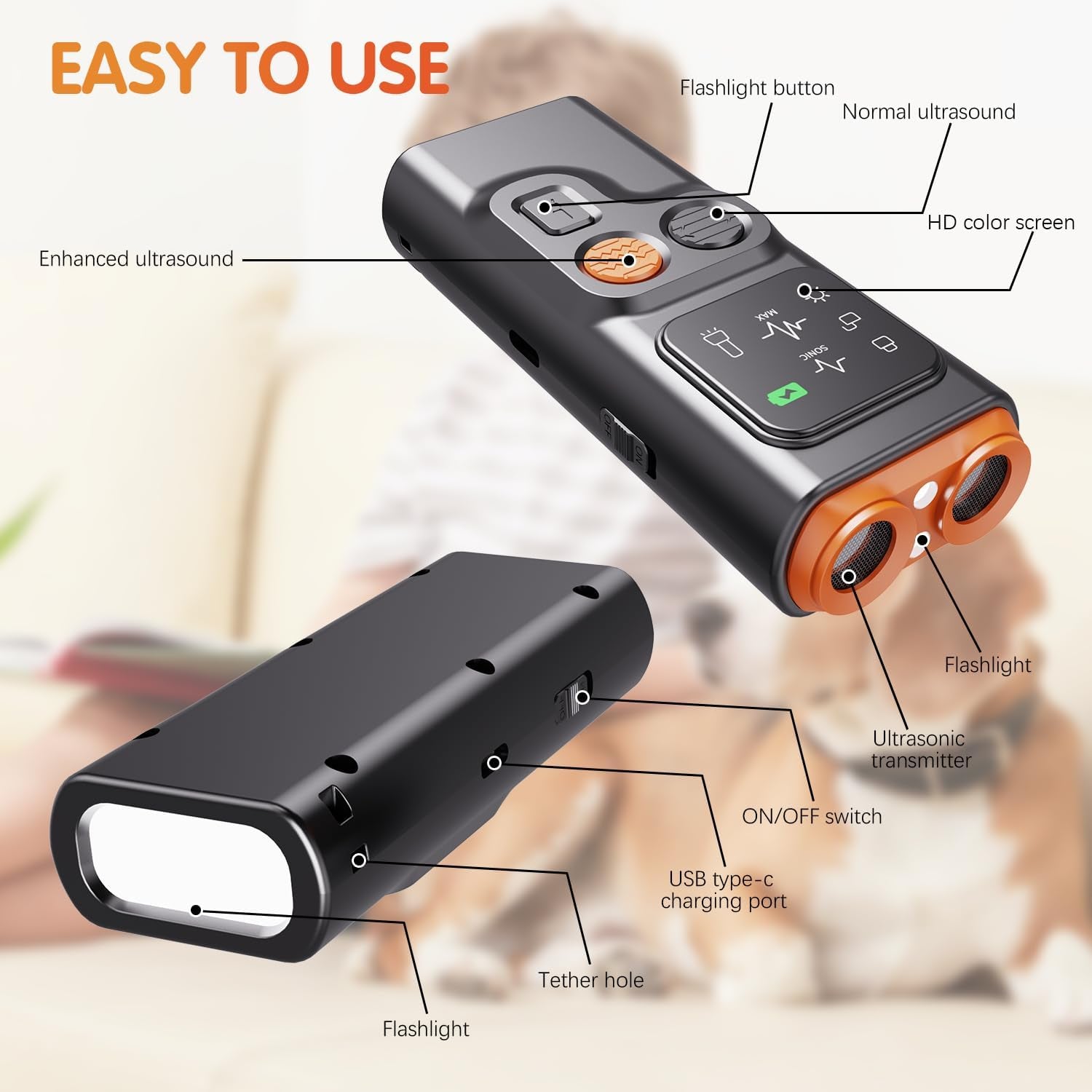 Barkguard - Bark Guard anti Barking Device for Dogs, 2024 New Dog Bark Deterrent Device with HD Display and LED Flashlight, Stop Bad Behavior without Yelling or Swatting,Rechargeable