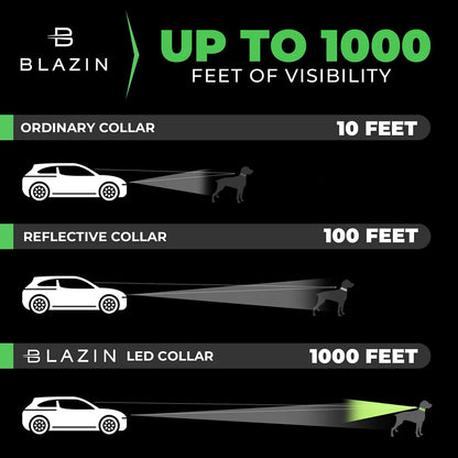 Light up Dog Collar - the Original LED Dog Collar - USB Rechargeable - Waterproof - 1,000 Feet of Visibility - Dog Collar Light for Small, Medium, Large Dogs - US Brand
