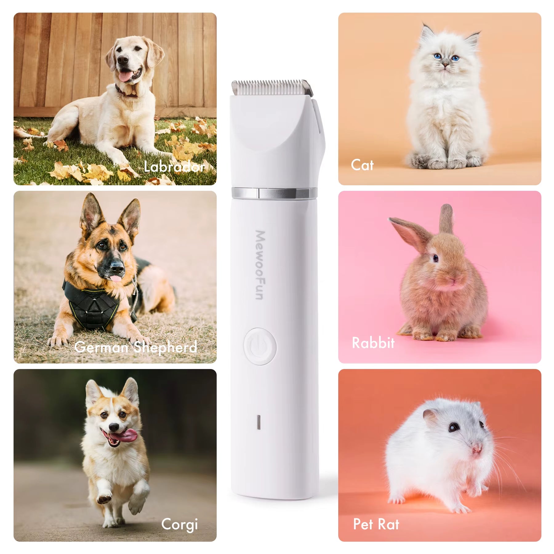 4 in 1 Pet Electric Hair Trimmer with 4 Blades Grooming Clipper Nail Grinder Professional Recharge Haircut for Dogs Cat